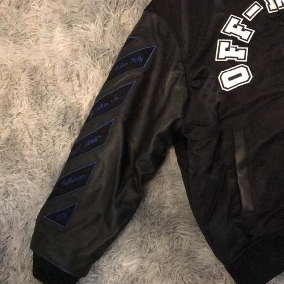 New Authentic OFF-WHITE Baseball Lea Over Puffer Varsity Jacket - Picture 4 of 14